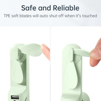 JISULIFE Kézi Ventilátor - Hordozható, Újratölthető, USB-s, 21 Órás Üzemidő, Mentazöld 2