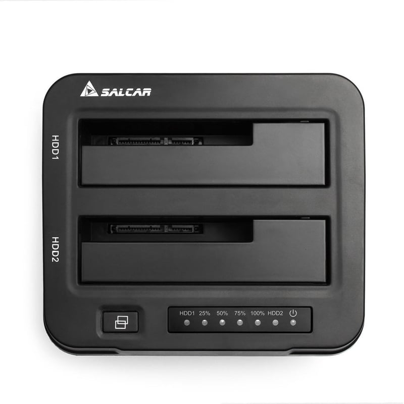 Salcar USB 3.0 HDD/SSD dokkoló állomás, 2 férőhelyes, klónozó funkcióval, 2x8TB