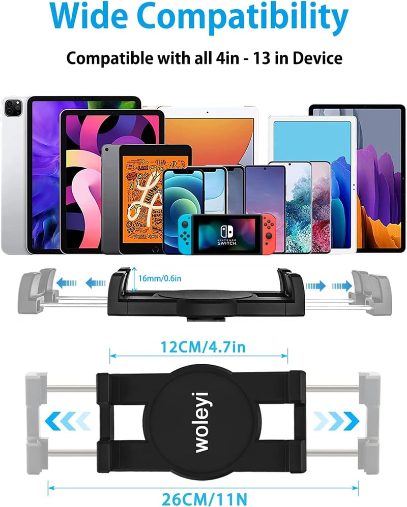 Woleyi autós fejtámla tablet tartó - iPad, Samsung, iPhone kompatibilis