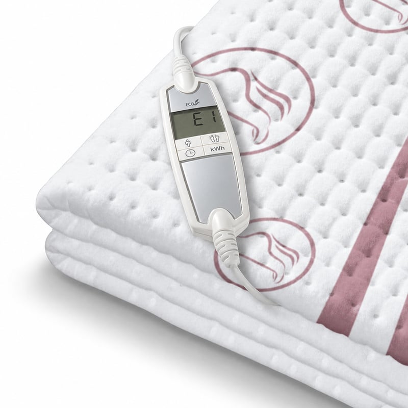 Husă termică electrică Beurer UB 90, 150x80 cm, 2 zone de căldură — defectă, funcționează parțial: cod de eroare E1 în timpul încălzirii (stare: vezi a 2-a fotografie)