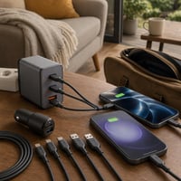 Cestovný nabíjací set: 65W GaN nabíjačka + 4x USB kábel + 42W autonabíjačka 1