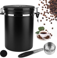 ZONJIE Légmentesen Záródó Kávétároló - 2,8L Rozsdamentes Acél Kávébab Tartály CO2 Szeleppel, 1kg Kapacitás, Mérőkanállal és Dátumjelzővel 1