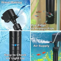 Coospider UV Szűrős Akvárium Szivattyú 150-380L Halakhoz - 5W Algaölő UV Tisztító, 1200L/h Vízpumpa Oxigénellátással Trópusi és Hidegvízi Ha 5