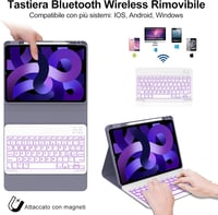 IVEOPPE iPad Air/Pro Bluetooth billentyűzet tok – olasz kiosztás, lila 4
