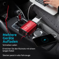 Odoga 300W autós feszültségátalakító 12V-ról 220V-ra, 2 USB porttal - szivargyújtós adapter 4