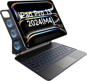 HOU iPad Pro 13 (M4) Futrola s tipkovnicom - QWERTZ, Pozadinsko osvjetljenje, Precizan Trackpad, Magnetski dizajn, Bluetooth povezivanje, Za modele 2024