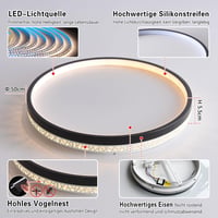 SEATAIN LED Mennyezeti Lámpa 50W - Fekete, Kerek, 50cm, Távirányítós, Fényerőszabályozható, 3000K-6000K, 5000lm, Memória Funkcióval, Éjszaka 3
