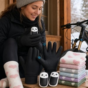Hidegűző bringatúra: szélálló thermo kesztyű + 6 pár termozokni + 2 db kézmelegítő