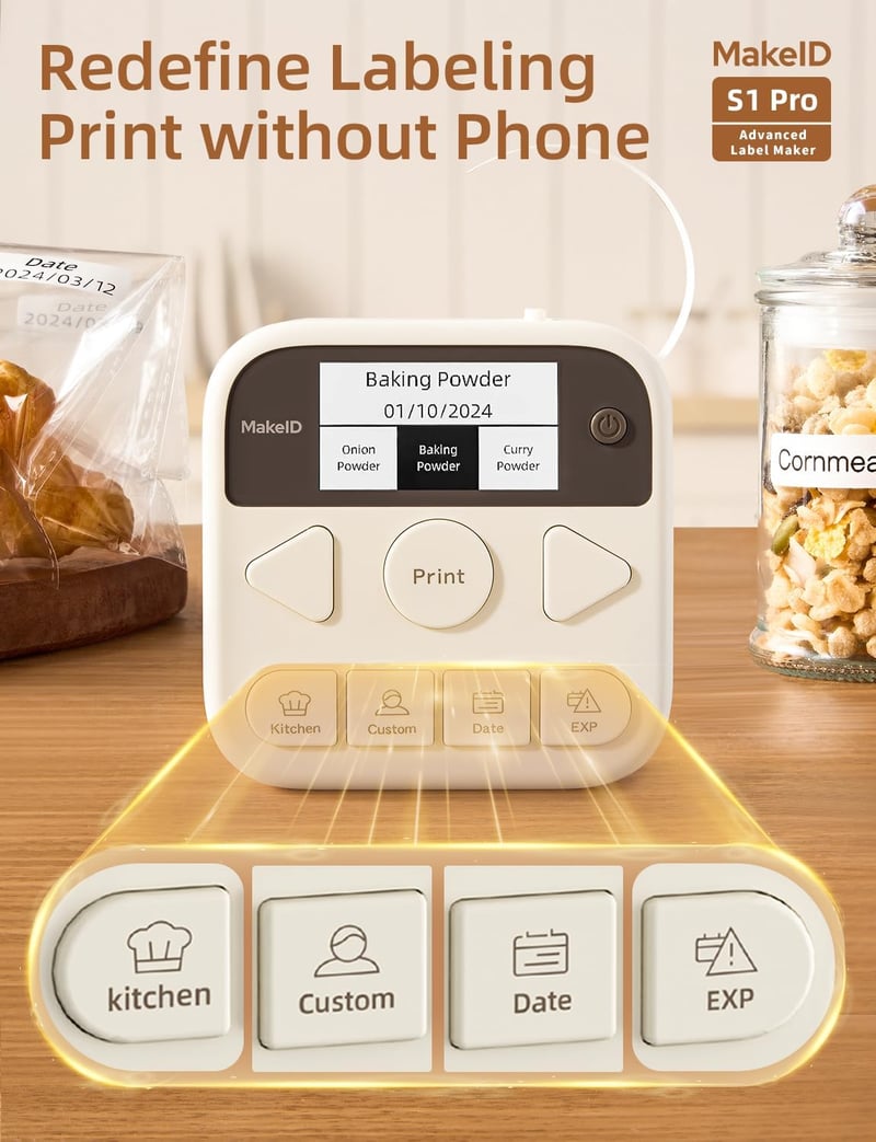 Makeid S1 Pro Bluetooth címkenyomtató - Gyors, tintamentes, LCD kijelzős