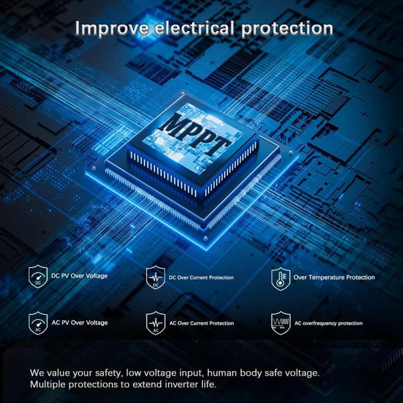 Újracsomagolt 500W MPPT Grid Tie Inverter napelemhez, 12V akkumulátorhoz - Y&H