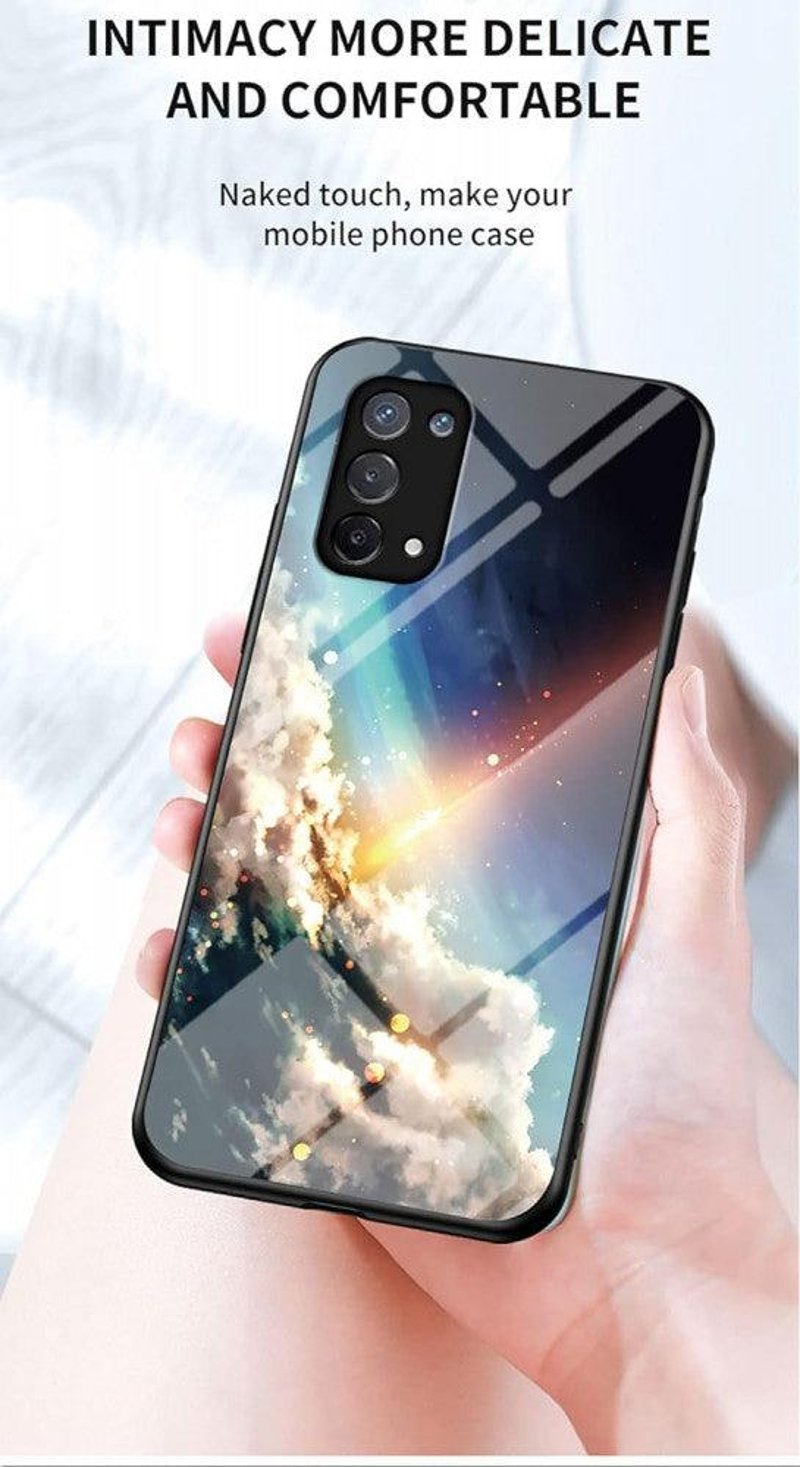 Oppo A74 5G Kék Csillagos Védőtok - Színátmenetes Üveg és TPU