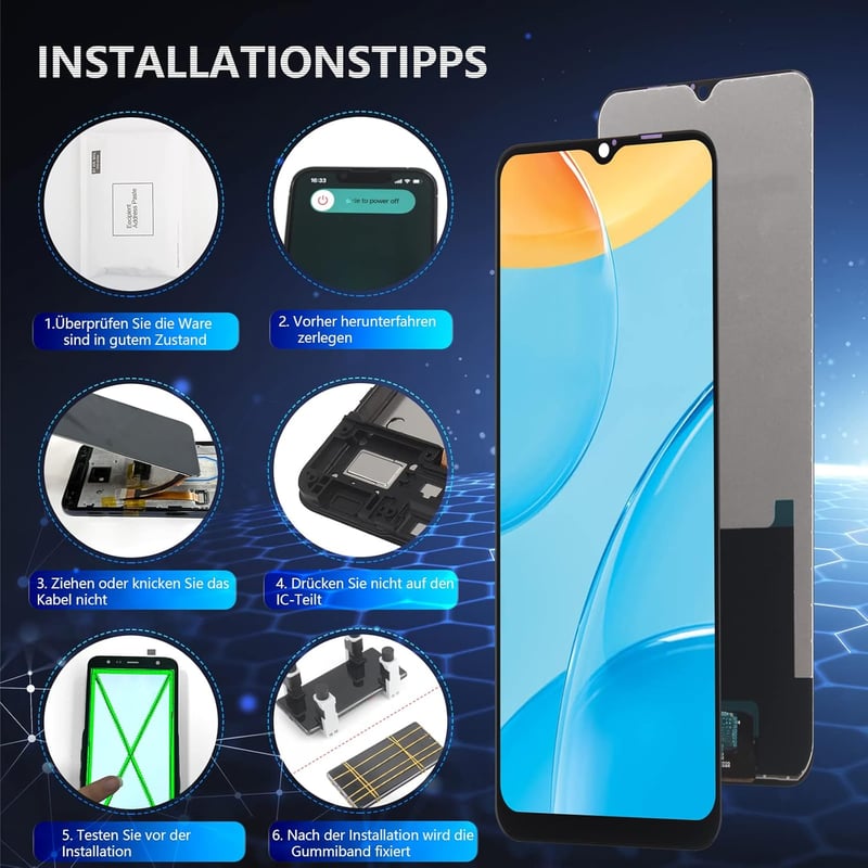 RongZy Oppo A15/A15s LCD Kijelző és Érintőképernyő Csere Szett 6,52 Hüvelykes Fekete Szerelő Eszközökkel CPH2185 CPH2179 Modellekhez