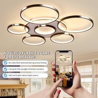 YYUTLUO Modern LED Mennyezeti Lámpa 110cm - Fekete Többkörös Csillár 120W Fokozatmentesen Szabályozható 3000-6000K Fém-Akril Lámpatest 2