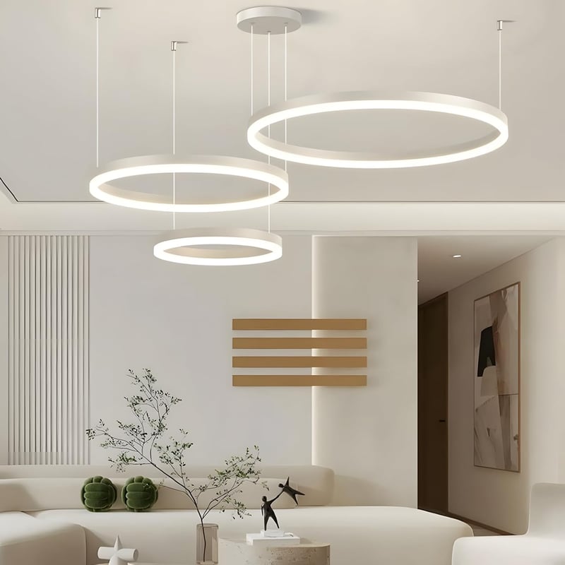 YYUTLUO Modern LED Csillár, 3 Fehér-Arany Gyűrű (40+60+80cm), 90W, Távirányítható Fényerőszabályzós Függőlámpa, Nappali Mennyezeti Világítás