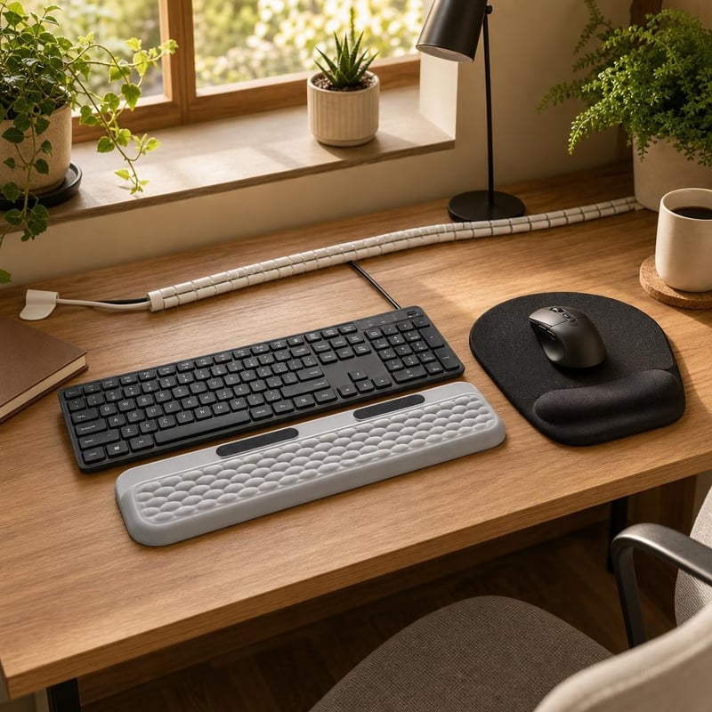 Udoban home office set: bežična tipkovnica i miš + ergonomska podloga + oslonac za zglobove