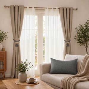 Pachet perdele Ablakvarázs: voile + 2 draperii + 4 magneți prindere + husă pernă