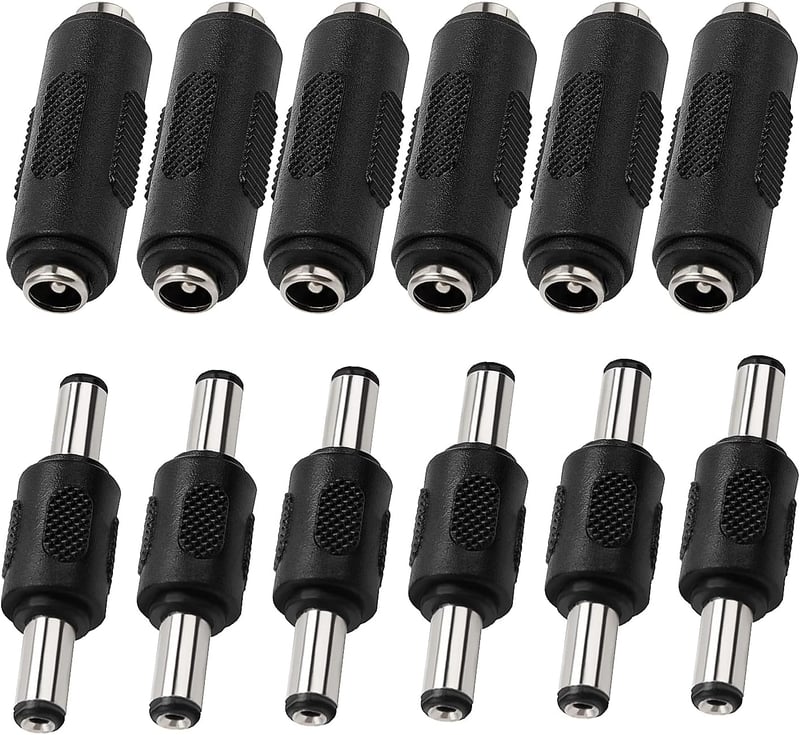 KUOQIY 12 db 5.5 x 2.1 mm DC Csatlakozó Készlet - Apa-Apa és Anya-Anya Adapterek CCTV Kamerákhoz, Autós Monitorokhoz