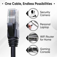 Mr. Tronic 30 méteres Cat6 UTP fekete Ethernet kábel, RJ45 csatlakozókkal 7