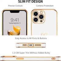 iPhone 13 Pro Max Fehér-Rosegold Szívecskés Ütésálló Szilikon Tok 3
