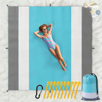 MoKo XXL Strandpléd 300x300cm - Homokálló, Gyorsan Száradó Piknik Takaró Kempingezéshez, Utazáshoz - Menta, Fehér, Szürke 1