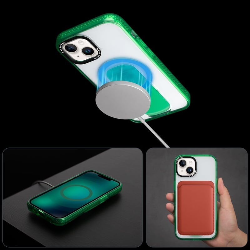 HAOBOBRO iPhone 15 Átlátszó Tok Beépített Állvánnyal - MagSafe Kompatibilis Vékony Védőtok, Ütésálló Szilikon TPU Keret, Átlátszó Hátlap, Ró