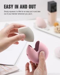 FERYES Szilikon Sminkszivacs Tartó - Rózsaszín Utazási Sminkkellék Tok Beauty Blender Szivacsokhoz - Légáteresztő Védőtok 2