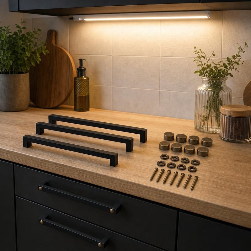 Set za uređenje namještaja: 6x ručkica + 8x brončane kapice + 80 cm LED svjetlo