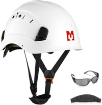Mustbau Védősisak Páramentes Védőszemüveggel - EN397 Tanúsított, 53-63 cm Állítható Fejkörméret, Tartós ABS Anyag, Unisex Munkavédelmi Sisak - White 1
