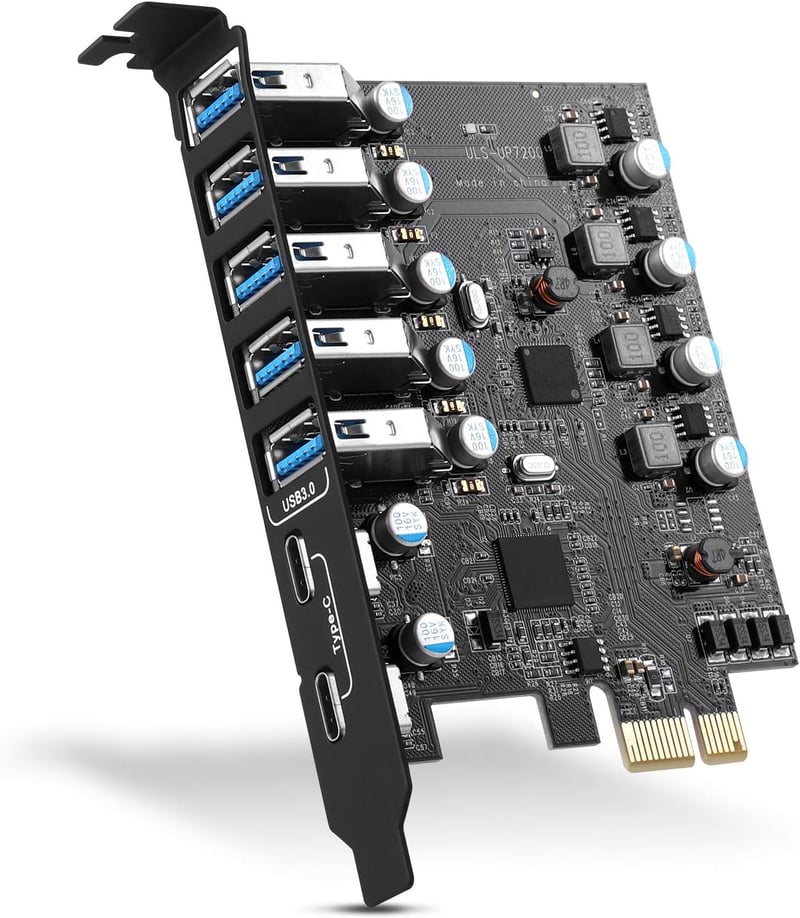 ULANSEN 7 portos USB 3.0 PCI-E bővítőkártya (2x Type-C, 5x Type-A)