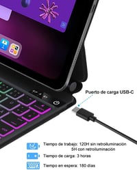 FOGARI Bluetooth Billentyűzet iPad Air 11/5/4 és Pro 11 Modellekhez - QWERTZ Touchpad, 7 Színű Háttérvilágítás, Fekete 8