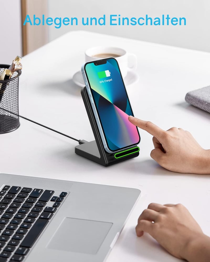 Samsung és iPhone vezeték nélküli töltő, 2 db fekete Qi indukciós állvány