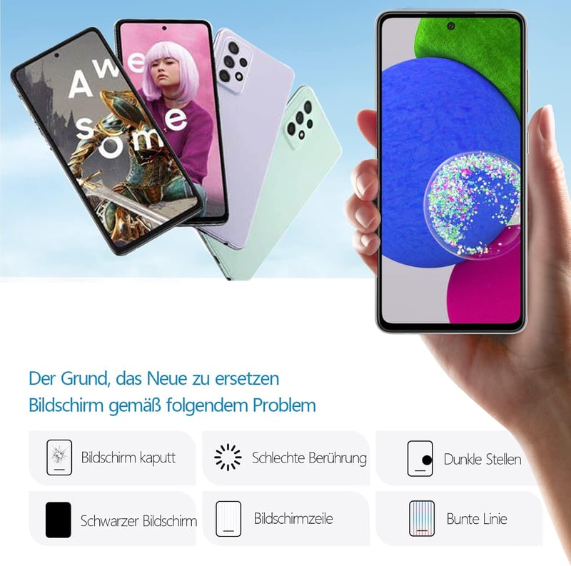 RongZy Samsung Galaxy A52s 5G LCD Kijelző és Érintőképernyő Csere Készlet Kerettel - Fekete Színben, Szerszámokkal, A528B 2021 Modellhez