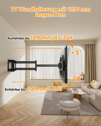 FORGING MOUNT TV Fali Tartó 32-80" Képernyőkhöz, 1090mm Hosszú Kinyúló Karral, 45kg Teherbírás, Dönthető, Forgatható, VESA 600x400mm 3
