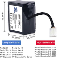 melasta 7.2V 4500mAh Lítium-ion akkumulátor csomag (2db) Neato XV sorozatú robotporszívókhoz - XV-11, XV-12, XV-14, XV-15, XV-21, XV-25 mode 2