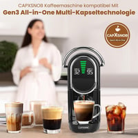 CAPXSNOB Magician1 Mini 5 az 1-ben Kávéfőző - Nespresso, Dolce Gusto, Lavazza Kompatibilis, 20 Bar, LED Kijelző, 7 Vízszint, Kompakt Kapszul - Black 5