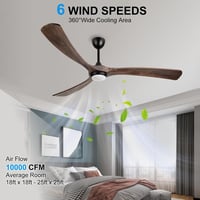 Ovlaim 183cm-es Fa Mennyezeti Ventilátor LED Világítással - Okos WiFi Vezérlés, Távirányító, 6 Sebesség, Tölgy-Fekete, DC Motor, Kültéri-Bel 6