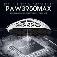 ATTACK SHARK R5 Ultra Szénszálas Gamer Egér, 39g Szuperkönnyű, 8000Hz Vezeték Nélküli, 42000 DPI, Bluetooth/2.4G/Vezetékes, Fehér 5