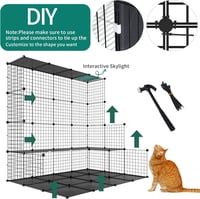 YITAHOME Nagy Macska Ketrec Tárolóval - 140x140x140 cm Fém Játszótér Függőággyal, 4-Szintes Beltéri Kennel 1-4 Macska Részére, Fekete 4