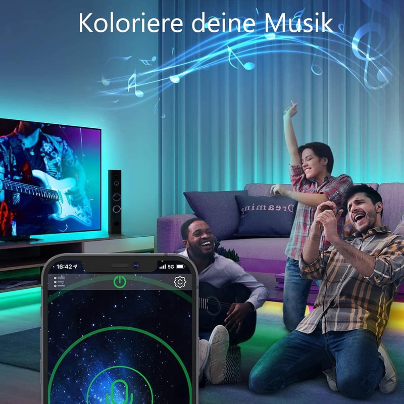 ALED LIGHT Bluetooth LED Szalag 5M RGB - Okostelefonról Vezérelhető, Vízálló, 12V-os Színes Fényszalag Otthoni és Kerti Dekorációhoz Távirán