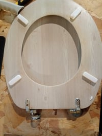 WC sedadlo Beldray LA033710WOAK, vzor biely dub, MDF, 370x430 mm, ľahké — fľakatý, použitý stav (stav: pozri 2. obrázok) 3