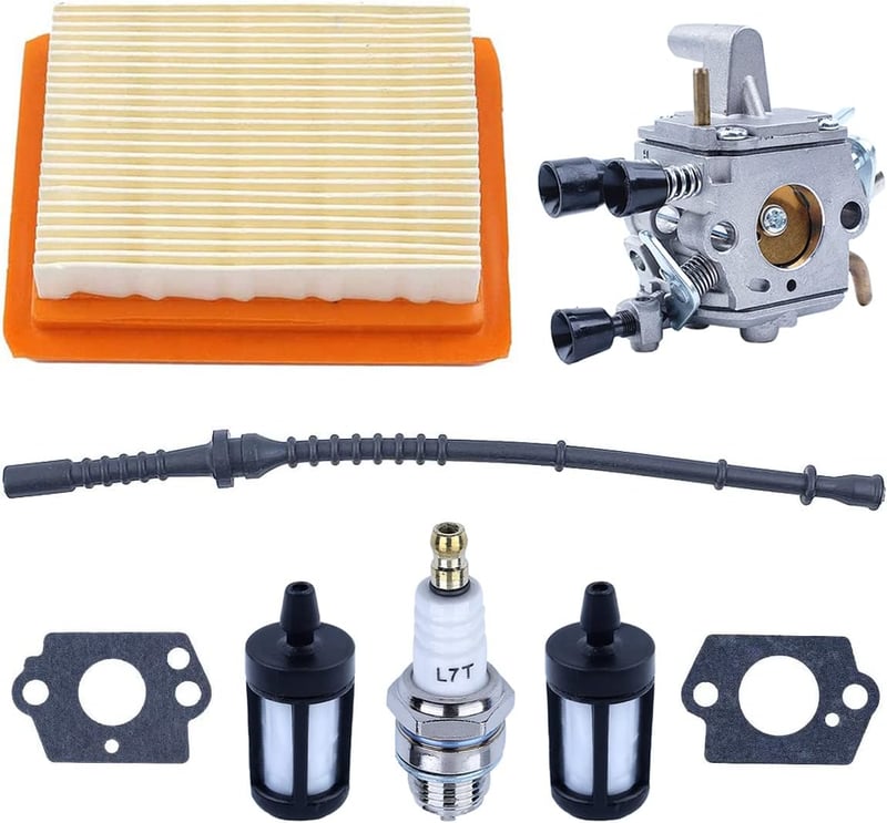Adefol Karburátor Készlet Stihl FS120 FS200 FS020 FS202 FS300 FS350 Modellekhez - Tömítés, Légszűrő, Üzemanyagcső, Benzinszűrő, Gyújtógyerty