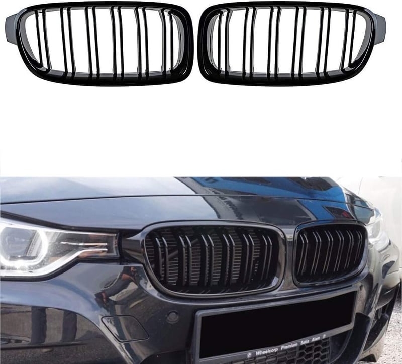 GSRECY BMW F30 F31 3-as Sorozat Fényes Fekete Vese Hűtőrács Szett - 318d 320d 330d 320i 328i 335i Kompatibilis 2012-2018 Modellekhez