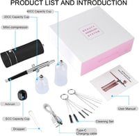 Awsuc Vezeték Nélküli Airbrush Készlet Kompresszorral - Hordozható, Újratölthető Festékszóró Körömdíszítéshez és Modellezéshez, USB Töltés,  7