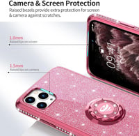 iPhone 11 Pro Max Rózsaszín Glitteres Gyűrűs Védőtok 4