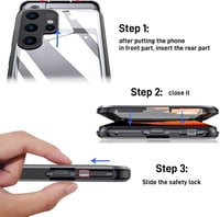 Samsung Galaxy S23 Ultra mágneses tok - 360° védelem, ütésálló fém keret üveggel, fekete 7