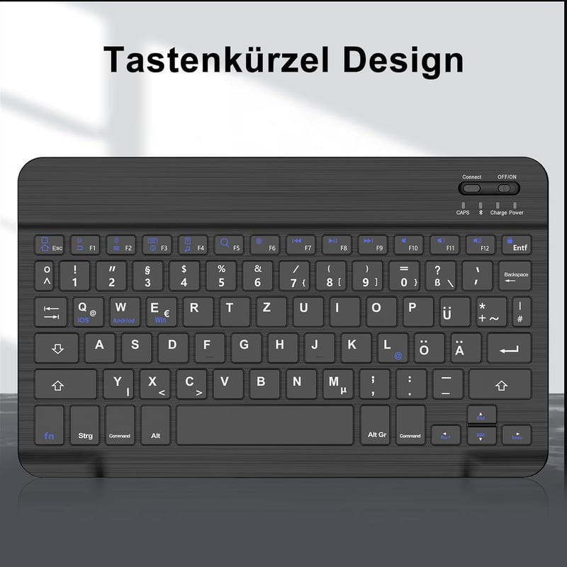 Samsung és iPad kompatibilis SENGBIRCH német Bluetooth billentyűzet, ultravékony, Type-C kábellel