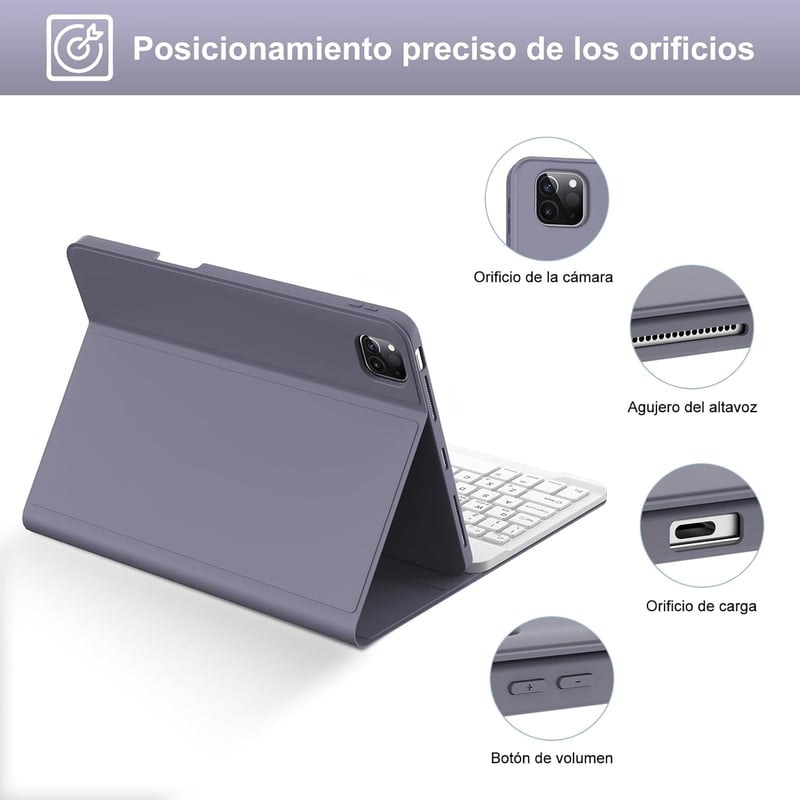 IVEOPPE iPad Air/Pro Bluetooth billentyűzet tok – olasz kiosztás, lila