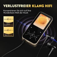 AGPTEK MP3 lejátszó 96GB, Bluetooth 5.3, HiFi hangzás, 2,4" színes kijelző, érintőgombos, fekete-arany 7