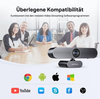 DEPSTECH DW50 Pro 4K Ultra HD Webkamera Mikrofonnal, 3x Zoom, Sony Szenzor, Zajszűrő Kettős Mikrofon, Távirányító, Autofókusz PC, Laptop, Ma 8