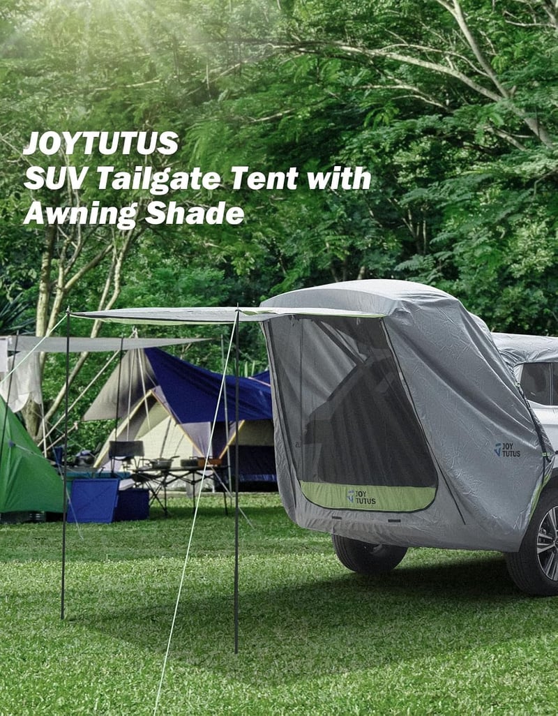 JOYTUTUS Univerzális Autó Hátsó Sátor SUV-hoz - Vízálló, UV-védelemmel, Szúnyoghálóval - Kék Kemping Napellenző Túrázáshoz, Kempingezéshez